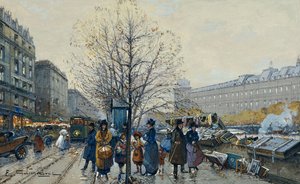 Quai Malaquais, Paris af Eugene Galien-Laloue