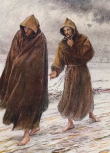 Frans fortæller broder Leo, hvor den fuldkomne glæde findes (farvelitografi)
