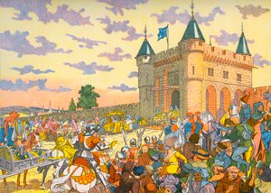 Isabeau fra Bayern kommer ind i Paris på et kuld af Eugene (after) Courboin