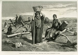Arabisk kvinde og savere af lange ti fouli. Gravering af Eugene Girardet, for at illustrere historien A Suse af Eugene Alexis Girardet