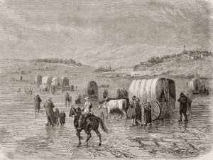 Et vogntog på vej mod vest i 1860