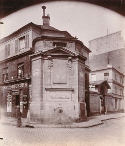 Fontaine des Haudriettes, hjørnet af rue des Archives og rue des Haudriettes, 3. arrondissement, Paris (s/h foto) af Eugène Atget