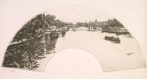 Fan, Seinen set fra Pont Royal (Éventail, La Seine vue du Pont Royal) af Eugene Bejot
