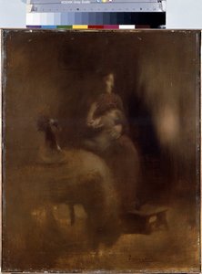 Kvinde med en baby på skødet. Maleri af Eugene Carriere (1849-1906) af Eugène Carrière