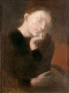Meditation par Carriere, Eugene (1849-1906), ca 1892 - Olie på lærred, 65,5x48,7 - Ohara Museum of Art, Kurashiki af Eugène Carrière