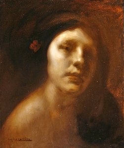 Portræt af en ung dame (olie på lærred) af Eugène Carrière