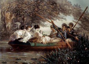 Sejlturen Litografi af Eugene Guerard (1821-1866) 1800-tallets privatsamling