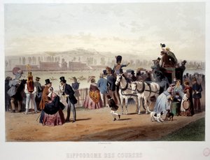 Udsigt over væddeløbsbanen ved Bois de Boulogne Litografi af Eugene Guerard (1821-1866) 1800-tallet. Paris, Musée Carnavalet af Eugene Charles Francois Guerard
