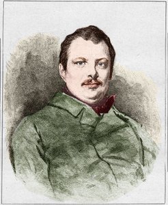 Portræt af Honore Balzac i 1830 (1799 - 1850), fransk forfatter. Gravering af Eugene Chiquet. af Eugene Chiquet