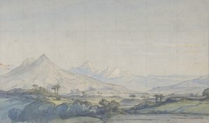Design til en scene i Opéraen, Paris, 1828-90. af Eugene Ciceri