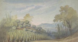 Design til en scene i Opéraen, Paris, 1830-90. af Eugene Ciceri