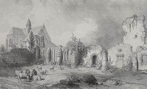 Maleriske og romantiske rejser i det gamle Frankrig. Bretagne: Abbey of Relec af Eugene Ciceri