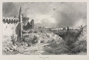 Maleriske og romantiske rejser i det gamle Frankrig. Bretagne: Chateau de Susinio af Eugene Ciceri