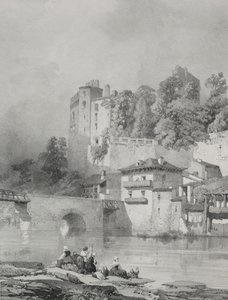 Maleriske og romantiske rejser i det gamle Frankrig. Bretagne: Chateau de Clisson af Eugene Ciceri