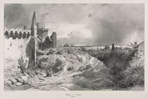 Maleriske og romantiske rejser i det gamle Frankrig. Bretagne: Chateau de Susinio. af Eugene Ciceri