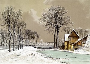 Vinterlandskab - Chromolithography of Ciceri, n.d. af Eugene Ciceri