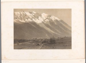 Udsigt over Chamonix ved foden af ​​Mont Blanc Le Mont Blanc et Chamonix (titel på objekt) La Suisse et la Savoie (serietitel) Ansigter i Schweiz og Savoy (serietitel på objekt) af Eugene Ciceri