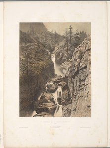 Zicht op de Bérard-waterval Generelt billede af Cascade de Bérard (titel på objektet) Gezichten i Schweiz, Savoy in Tirol (serietitel) Schweiz, Savoy og Tyrol (serietitel på objekt) af Eugene Ciceri