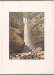 Udsigt over Dard-vandfaldet Cascade du Dard (titel på objekt) Ansigter i Schweiz, Savoy og Tyrol (serietitel) La Suisse, la Savoie et le Tyrol (serietitel på objekt)