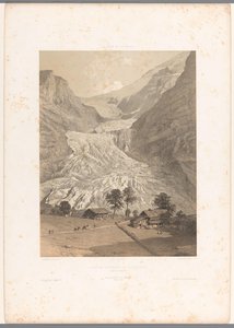 Udsigt over den høje Grindelwald-gletsjer Glacier Superior de Grindelwald (titel på objekt) Ansigter i Schweiz og Savoy (serietitel) La Suisse et la Savoie (serietitel på objekt) af Eugene Ciceri