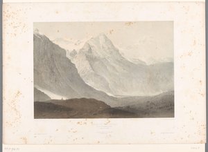 Udsigt over Grindelwald-dalen Grindelwald-dalen (titel på objektet) Ansigter i Schweiz og Savoy (serietitel) La Suisse et la Savoie (serietitel på objekt) af Eugene Ciceri