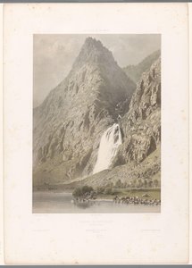 Udsigt over vandfaldet i Pissevache Cascade de Pissevache (titel på objekt) Ansigter i Schweiz og Savoy (serietitel) La Suisse et la Savoie (serietitel på objekt) af Eugene Ciceri