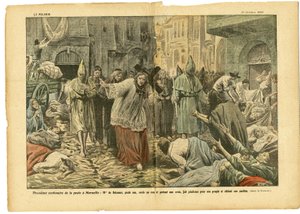 Illustration af Eugene Damblans (1865-1945) i Le Pelerin, 31/10/20 - Andet århundrede for pesten i Marseille - Medicinsk, Religion Tro, Marseille, Pest, katolsk katolicisme - Procession af Eugene Damblans