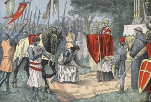 Philippe Auguste før slaget ved Bouvines den 27. juli af Eugene Damblans