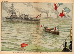 The Presidential Standard, Cherbourg Harbour, dobbeltsidet opslag i "Le Pelerin" 2. august 1925 (litografi af Eugene Damblans