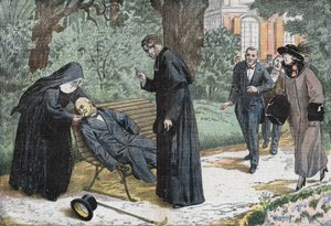 Theophile Delcassé (1852-1923), en fransk politiker døde af en emboli i evechehaven i Nice i 1923. Tegning af Damblans. af Eugene Damblans