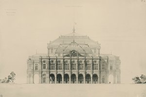 Frankrig, Paris, Designs indsendt af Viollet le Duc i konkurrence om opførelsen af det nye operahus i Paris af Eugene Emmanuel Viollet le Duc