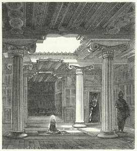 Ionisk gårdhave til et gammelt græsk hus