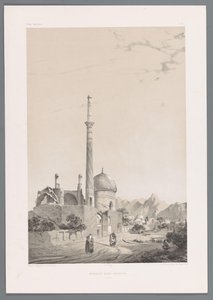 Baba Sukhte-moskeen med Bagh-e-Ghoushkhane-minareten i Isfahan Moskeen Baba-Souctah Ispahan (titel på objektet) Persiske landskaber (serietitel) Perse modern (serietitel) af Eugene Flandin
