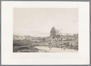 Udsigt over landsbyen Soltaniyeh Village de Sultanieh (titel på objekt) Persiske landskaber (serietitel) Perse modern (serietitel) af Eugene Flandin
