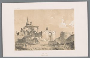 Imamzadeh-graven i Kashan Imâm zadeh (tombeau a Kachân) (titel på objekt) Persiske landskaber (serietitel) Perse modern (serietitel) af Eugene Flandin