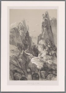 Canyon af Mount Kuh-e Pir Zan i Iran Defilé de Pir-a-Zan (Fars) (titel på objekt) Persiske landskaber (serietitel) Perse modern (serietitel) af Eugene Flandin