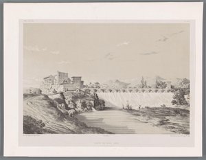 Band Amirs vandfald på Persepolis-sletten Chûte du Bend-Amir plaine de Persépolis (titel på objektet) Persiske landskaber (serietitel) Perse modern (serietitel) af Eugene Flandin