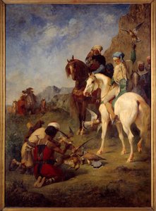Falkejagt i Algeriet: kuren. Maleri af Eugene Fromentin (1820-1876) af Eugène Fromentin