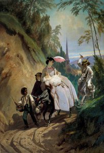 Gå med et æsel til Montmorency Maleri af Eugene Giraud (1806-1881) Paris fra det 19. århundrede, dekorativ kunst
