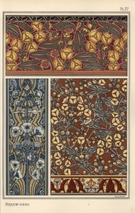 Pilespids, Sagittaria sagittifolia, som designmotiv i tapet- og stofmønstre af Eugene Grasset