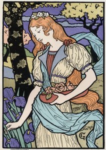 Kunst. Kvinder i jugendstil. Illustration af E. Grasset, Frankrig, ca. 1890 (plakat)