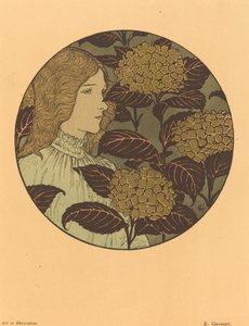 Roundel portræt af en pige af Eugene Grasset