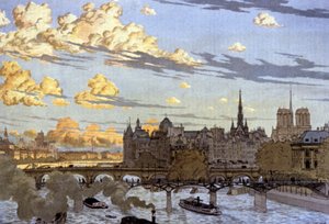 Ile de la Cite set fra Louvre-broen af Eugene Grasset