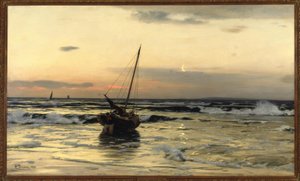 E. Dücker, solnedgang ved havet af Eugene Gustav Dücker