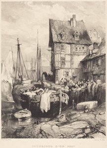 Indersiden af en havn af Eugene Isabey