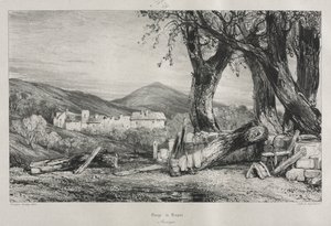 Maleriske og romantiske rejser i det gamle Frankrig: Auvergne vol. II, Royat-kløften, tavle 79, 1830 af Eugene Isabey