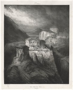 Maleriske og romantiske rejser i det gamle Frankrig: Auvergne vol. II: St. John Church, Thiers, Tavle af Eugene Isabey