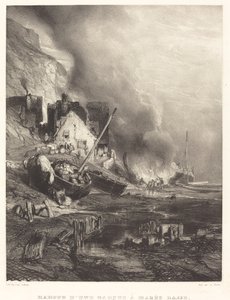 Ombygning af et skib ved lavvande af Eugene Isabey