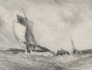 Vender tilbage til havnen, 1833. af Eugene Isabey