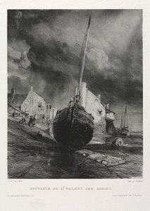 Seks marinesoldater: Souvenir Saint Valéry-sur-Somme, 1833. af Eugene Isabey